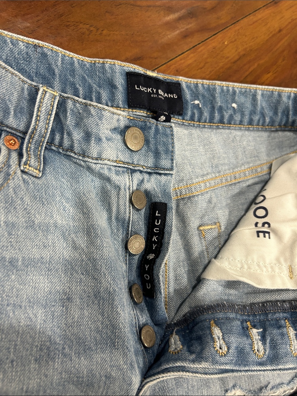 Lucky Brand Light Blue Distressed Denim Cutoff Shorts, 6/28 shorts - Picture 3 of 7